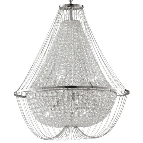 Sospensione 6 luci in cristalli K9 metallo cromo D.60cm 6XE14 non incl. VIENNA Sospensione 6 luci in cristalli K9 metallo cromo D.60cm 6XE14 non incl. VIENNA